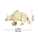 Golden origami geometric bear pendant with dimensions 31.0mm by 19.1mm and 9.2g weight - Gold Origami Bear