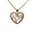 Golden heart pendant necklace with micro-inlaid cubic zirconia on a white background - Rectangular and Round Zirconia Heart