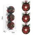 Three-piece buffalo check Christmas ball set with pine cones and berries in a gift box - Style E / 3PCS Set