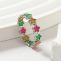 Titanium steel ring with colorful star drip oil enamel in a macaron style design - US 6 / Steel