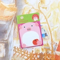 Notas adhesivas de cerdito rosa con diseño de manzana y empaque verde Fusen Collection - Cerdo