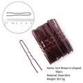 Pack of 50 brown U-shaped steel hairpins, 5cm wave design with protective ball tips - 5cm U-Shaped-Bag Pack (50pcs) / Brown