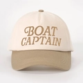 Zweifarbige Boat Captain Bestickte Baseballkappe in Creme und Khaki Baumwolle - Verstellbar / Cremeweiß/Dunkles Khaki