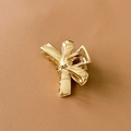 Polished golden liquid metal butterfly hair claw clip with a glossy mirror finish - Bowknot Ribbon / Gold