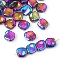 Iridescent square gradient glass beads for DIY jewelry making on white background - Gradient Multicolor 2
