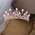 Elegant rose gold crown with white pearls, crystals and butterfly decor for girls - C-1# Rose Gold - Butterfly Rhinestone Style