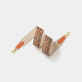 Wide paisley canvas replacement strap with orange leather and gold lobster clasps - Width 5cm Length 70cm / Orange Gold Buckle