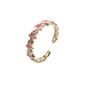Anello a catena dorato regolabile con cinque stelle in smalto rosa stile minimal - Aperto Regolabile / Rosa