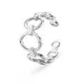 Minimalist silver chain style adjustable open ring in polished stainless steel - Chain Design