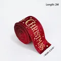 Deep red velvet Christmas ribbon 6.3cm x 2m with gold foil stars and Christmas lettering - 6.3CMx2M / Wine Red Velvet