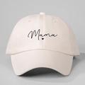 Roze baseballpet met Mama-opdruk en hartdetail voor dames buitenactiviteiten - Eén maat / Beige