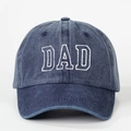 Casquette de baseball en denim délavé avec broderie DAD blanche et sangle réglable - Bleu Marine