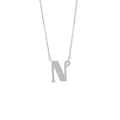 Fashion silver letter N necklace with sparkling cubic zirconia pavé pendant on thin chain - Letter N