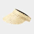 Macro detail of hand-woven straw visor featuring serrated edges and natural plant fiber - Beige (Style 3)