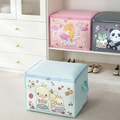 Detail showing high-capacity cartoon storage bag with durable top zipper and side handles - Blue Duck Horizontal