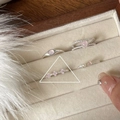 Set of four 925 silver rings with pink heart and flower gemstones in a velvet box - J4136 Pink Heart Gemstone Ring Group