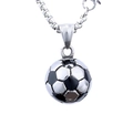 Ciondolo calcio fai-da-te con finitura in smalto bianco e nero in acciaio argento - Pendaglio Calcio Color Acciaio (Senza Catena) (B0519-2)