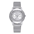 Orologio da donna al quarzo con cinturino a maglia argento e lunetta con cristalli lucidi. - Argento