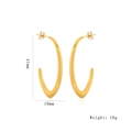 Detail view of large gold U-shaped earrings with 41mm height and 10g weight dimensions - 1188 Gold U-Shape