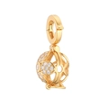 Pendente a sfera cava in argento S925 dorato con pietre di zircone scintillanti - Oro
