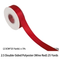 Wine Red Double-faced Polyester Ribbon, 2.5cm wide and 25 yards long for gift wrapping - Double-faced Polyester / 2.5cm Wide * 25 Yards / Burgundy