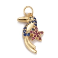 Exquisite gold toucan pendant with colorful zircons and starfish detail for jewelry making - CX136-5 Toucan