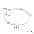 Verstelbare zilverkleurige roestvrijstalen bolo armband met 8mm bloem schuifregelaars - Lelietje-van-dalen Stijl (KB146786-Z)