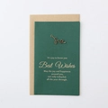 Dark green greeting card with a bronze metal floral pendant and a brown envelope - Flower Branch
