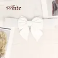 Elegant white elastic waist belt with large decorative bow for women's dresses - Style B / White