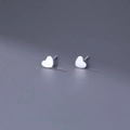 Minimalist S999 sterling silver heart stud earrings in polished silver finish - Heart