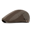 Béret patchwork en coton marron foncé pour hommes avec boucle en métal ajustable - Réglable / Vert Militaire