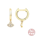 925 Sterling Silver evil eye hoop earrings in gold finish with sparkling zircon stones - Gold - Evil Eye