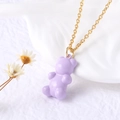 Gold-plated necklace with a glossy purple gummy bear pendant for women - Purple