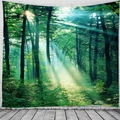 Forest tapestry with morning sunlight landscape for dorm and living room wall decor - Dawn Forest