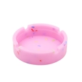 Runder Silikon Aschenbecher in Rosa mit farbigen Sprenkeln und vier Ablagekerben - Leuchtendes Gesprenkeltes Rosa
