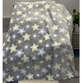 Deep grey flannel blanket with glowing star patterns, soft plush throw for sofa decor - Grid Stars / 100*150cm