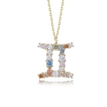 S925 sterling silver Gemini constellation necklace with colorful cubic zirconia - Gemini / 925 Silver