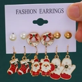 6-pair Christmas earring set with Santa, reindeer, and snowflakes on a green background - 11 Boots Santa Gloves (6 Pairs Set)