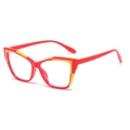 Stylish cat-eye glasses frame in bold red and yellow color-block design - Red Yellow Frame Anti Blue Light C2