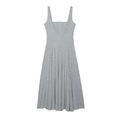 Classic black and white gingham midi dress with square neck and A-line silhouette - XS / Black & White Check