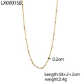 Detail of 38+2+2cm gold bead chain necklace showing dimensions and polished finish - Gold Bead Necklace (LX00015B)