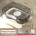 Portable transparent bed shampoo basin with drainage hose and massage pad for elderly care - Grey PET Basin + Hook + Headrest + Neck Pad + Shampoo Brush