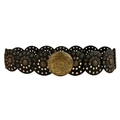Cintura in pelle stile bohémien con fibbia barocca su sfondo bianco puro - Nero Bronzo Antico Stile A