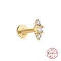 Golden S925 sterling silver opal labret stud with white zircon and S925 hallmark - Gold #8 (Round Opal 2 Zircons)