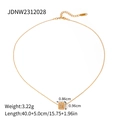 18k vergulde roestvrijstalen ketting met een kleine ronde hanger met zirkonia steentjes - Gouden Zirconia Cilindrische Hanger Ketting (JDNW2312028)