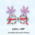 Pink snowflake Christmas glasses with festive red and green glittery frame - Pink Snowflake Decorative Glasses