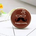 Brown tinplate coin purse featuring a cartoon gentleman design and a zipper closure - Mustache Gentleman Brown Style 04