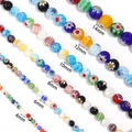 Bunte Millefiori Glasperlen in verschiedenen Größen für DIY-Schmuck und Armbänder - Durchmesser 4mm Länge 35cm ca. 85 Stück / Mehrfarbig