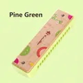 Child's 16-hole wooden harmonica in pine green finish with cute giraffe cartoon illustration - Pine Green