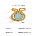 Vintage-Ring aus 18K vergoldetem Edelstahl mit rundem Amazonit-Stein - Runder Stein-Gold (SR020103)